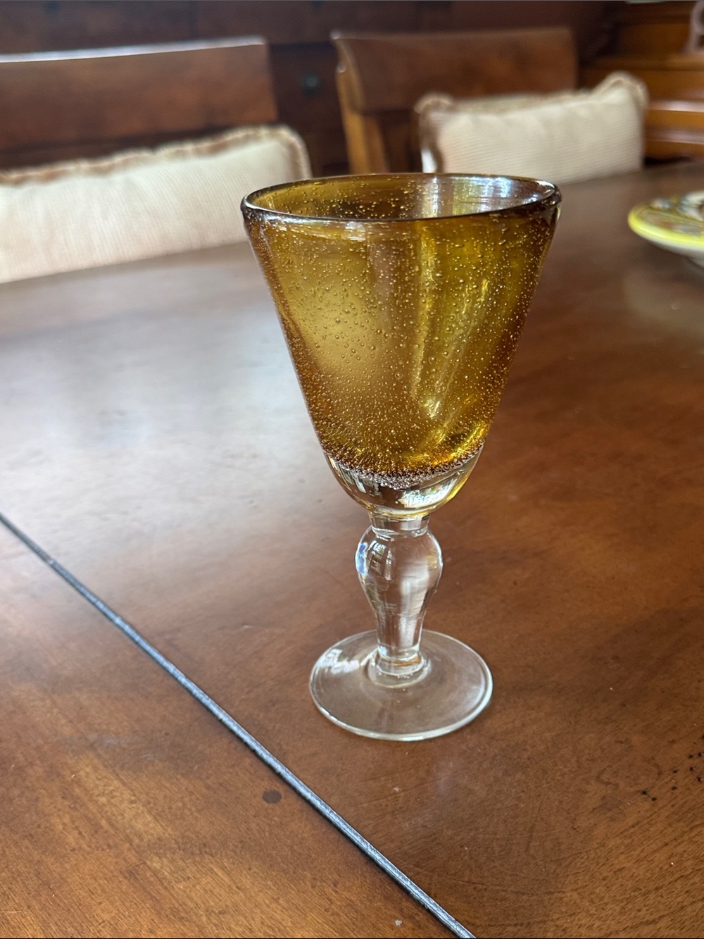 Demdaco Amber Goblet with Clear Stem